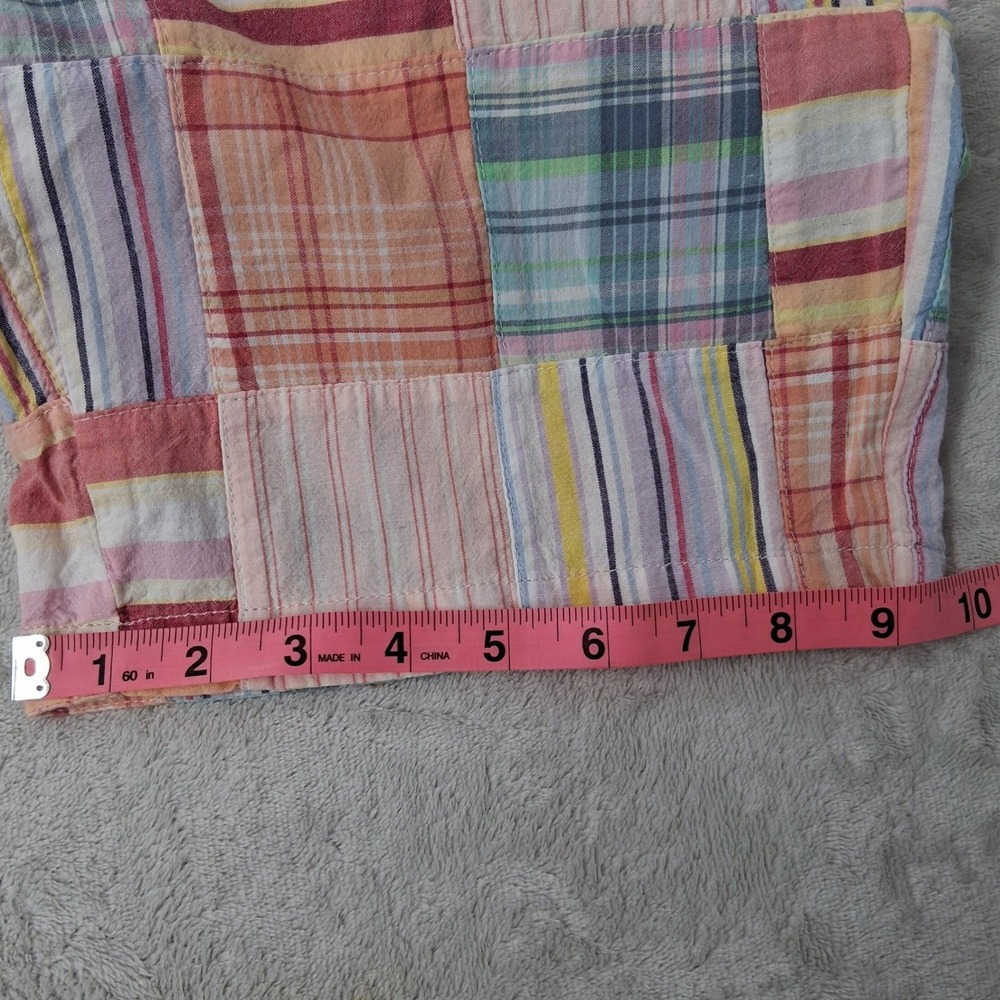 J.Crew Vintage Madras Plaid Patchwork Bermuda Shorts Wmns Pastel Sz 2 EUC Preppy - Picture 8 of 16